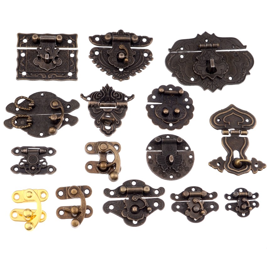 50pcs Antique Bronze Iron Padlock Hasps Decorative Hook Lock Latches For  Mini Jewelry Wooden Box With