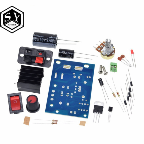 LM317 DIY Kit Step Down Power Supply Module Adjustable Voltage Regulator Switch Resettable Fuse Electrolytic Capacitor Board ► Photo 1/6