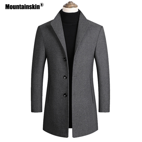 Mountainskin Men Wool Blends Coats Autumn Winter New Solid Color High Quality Men's Wool Jacket Luxurious Brand Clothing SA837 ► Photo 1/6