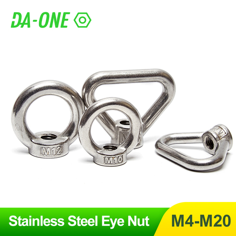 1/2/5/10pcs M3 M4 M5 M6 M8 M10 M12 Eye Nut Stainless Steel Marine Lifting Eyenut Ring Nuts Loop Hole For Cable Rope Lifting ► Photo 1/6
