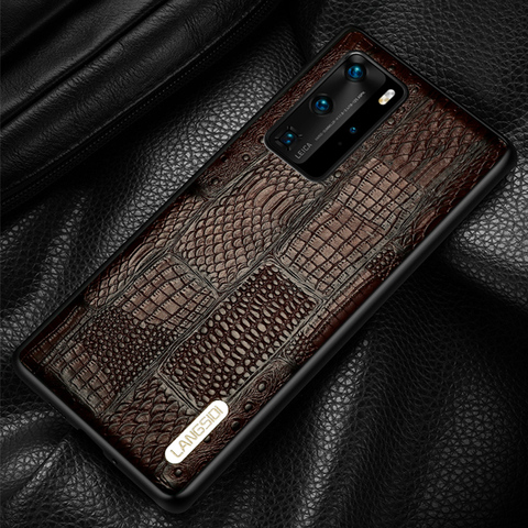 Retro Splice Genuine Leather Phone Case for Huawei P40 Pro P20 P30 Lite Mate 20 Y7 Y6 Y9 Cover For Honor 30 8X 10i 10 20 Pro 9X ► Photo 1/6