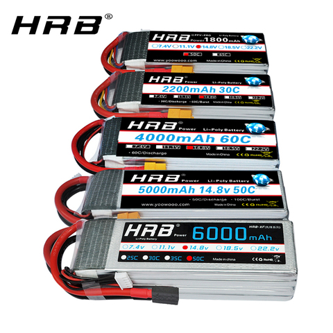 HRB 4S Lipo Battery 14.8v 5000mah 6000mah 4S 2200mah 3300mah 4200amh 12000mah 22000mah RC lipo Dean for rc car drones helicopter ► Photo 1/6