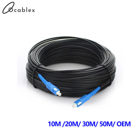 10M 30M 50M Outdoor Drop Cable SC UPC Simplex FTTH Drop Patch Cable Singlemode Single Fiber Fiber Optic Patch Cord ► Photo 1/6