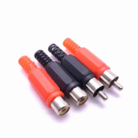 10pcs 5red 5black Plastic lotus audio and video  RCA male welding head AV male plug/Female socket lotus plug welding connector ► Photo 1/4