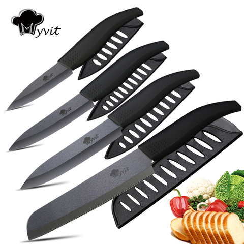 Ceramic Knives 3 4 5 6 inch Chef Black Zirconia Ceramic Blade Single Knife for Kitchen 4 Colors Handle Japanese Cooking Tools ► Photo 1/6