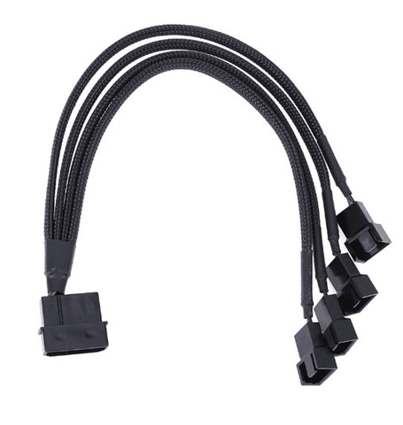 30cm Molex 4 Pin To 4 x 3/4-pin 5v12v Usb Sleeved Dual Fan Power Adapter Cable ► Photo 1/6
