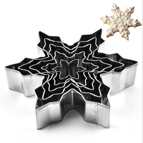 5Pcs/set Xmas Snowflake Shape Cookie Cutters Stainless Steel Snow Form Biscuit Mold DIY Fondant Chocolate Cake Decorating Tools ► Photo 1/6