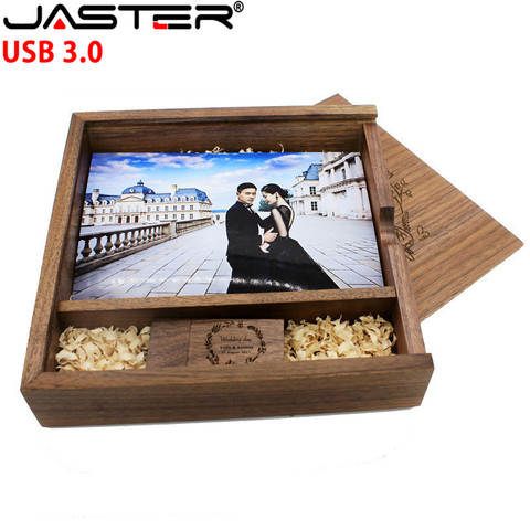 JASTER USB 3.0 FREE LOGO Maple Photo Album usb+Box flash drive Pendrive 4G 16GB 32GB 64GB Photography Wedding gift 170*170*35 mm ► Photo 1/6