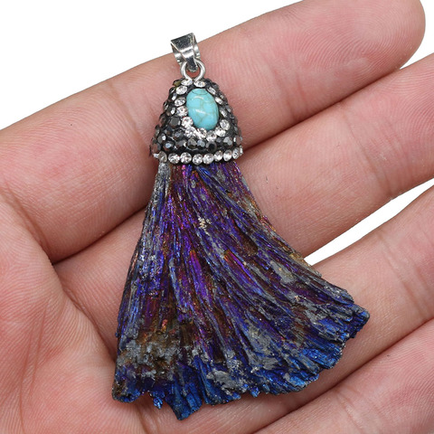 Natural Crystal Original Stone Necklace Pendant Peacock Tail Shape Pendant for Jewelry Making DIY Necklace Size 40x50-50x75mm ► Photo 1/5