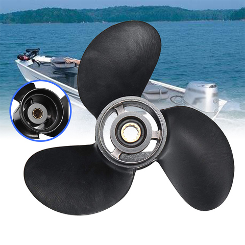 8-9.8HP Aluminum Alloy 3 Blades 3B2W64517-1 8.5X9 Outboard Propeller Boat for Tohatsu Nissan-Mercury Black 12 Spline Tooths ► Photo 1/6