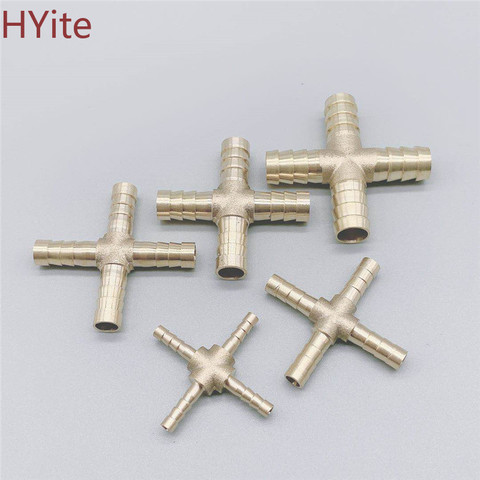 Cross Shaped Brass Pipe Fitting 4 Way 4mm 6mm 8mm 10mm 12mm Hose Barb Connector Joint Copper Barbed Coupler Adapter Coupling ► Photo 1/3