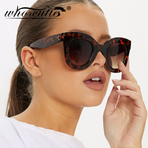 WHO CUTIE Oversized Cat Eye Flat Top Sunglasses Women 2022 Brand Design Gradient Lens Sun Glasses Retro Vintage Shades Lady 393B ► Photo 1/6