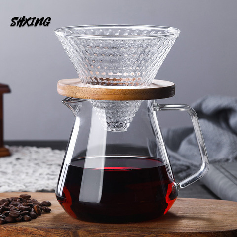 350ml 600ml Coffee Pot Glass Coffee Dripper Insulated handle To