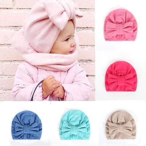 BalleenShiny Warm Baby Hats For Boys&Girls Infant Lovely Bowknot Hats Baby Bonnet Beanie Turban Head Accessories Kids Gifts ► Photo 1/6