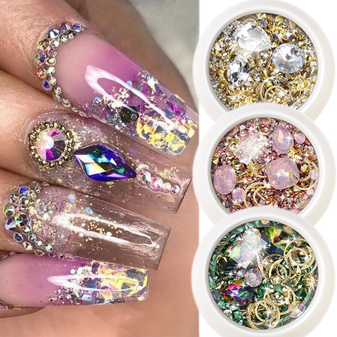 Nail Gems Manicure Decor Nail Rhinestones Colorful AB Crystal 3D Diamond