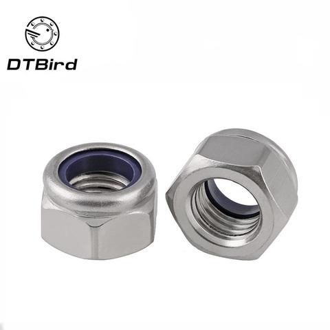 5/10/20/50Pcs DIN985 M2 M2.5 M3 M4 M5 M6 M8 M10 M12 304 Stainless Steel Nylon Self-locking Hex Nuts Lock nut Slip Lock Nut ► Photo 1/6
