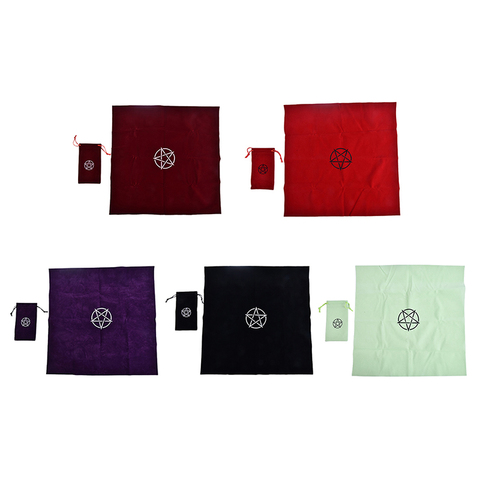 2pcs/set Pentagram Tarot Tablecloth with Bag Velvet Altar Tarot Cloth Pentacles Mat ► Photo 1/4