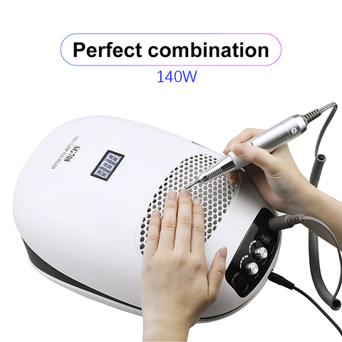 140W 3-IN-1 Nail Drill Manicure Machine & Nail Dust Vacuum Cleaner & UV Lamp Extractor Fan For Manicure Nail Tool Dust Collector ► Photo 1/6