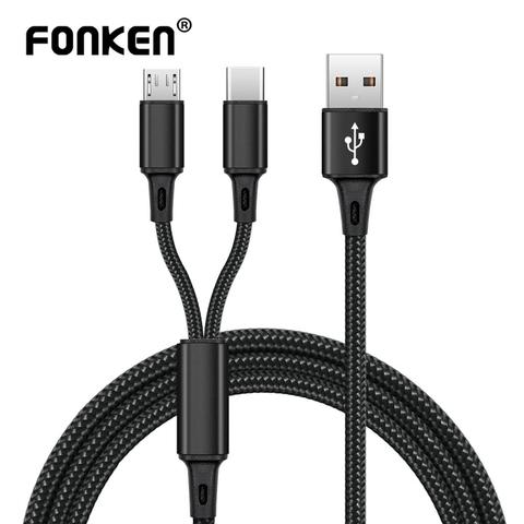 FONKEN 2 in 1 Micro USB Type C Cable For Samsung Xiaomi Fast Charge Cable Android Cell Phone Microusb USB C Cable  For Huawei ► Photo 1/6