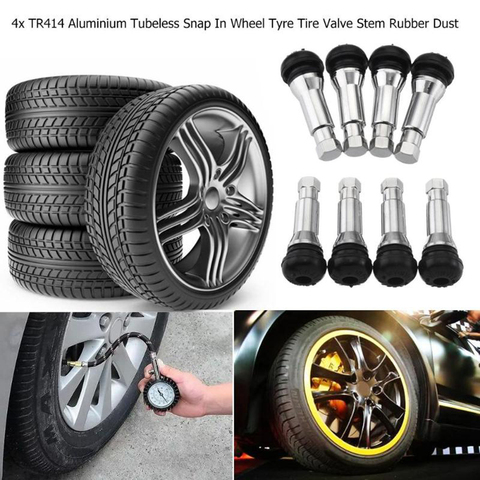 4 PCs Tr414 tubeless tire valve, straight nipple for tubeless disc, wheel nipple, chrome plated valve caps ► Photo 1/6