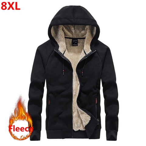 Autumn and winter new men's Fleece  hoodie Plus size casual loose large size men's plus velvet jacket male 8XL ► Photo 1/6