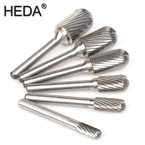 6mm-16mm 6Pcs Engraving Heads Hand Tools Set Tungsten Carbide Burr Bit Kit Wood Milling Cutter Metal Rotary File With Stanley ► Photo 1/6