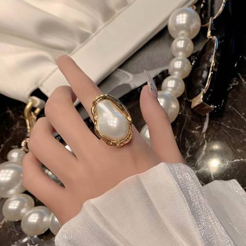 Statement Big Baroque Pearl Open Rings For Women 2022 New Jewelry Personality Ring Adjustable ► Photo 1/6