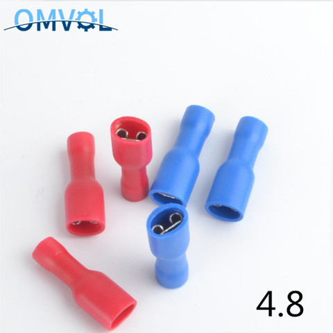 50pcs 25pcs Red +25pcs  Blue Fully Insulated 4.8mm Female Spade Connector Crimp Terminal ► Photo 1/4