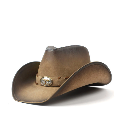 36 Stlye 100% Leather Men Western Cowboy Hat For Gentleman Dad Cowgirl Sombrero Hombre Caps Size 58-59CM ► Photo 1/6