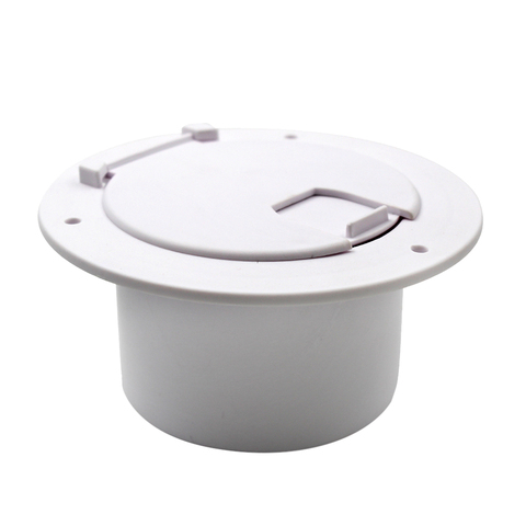White Round Electric Cable Hatch with Back for RV Boat 30 and 50 Amp Cords ► Photo 1/6