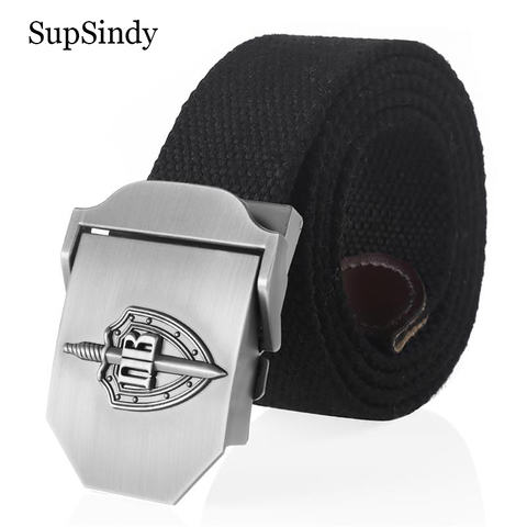 SupSindy Canvas Belt 3D Russian Border Guard Troop metal buckle jeans belts for Men CCCP Army Military tactical belts male strap ► Photo 1/6