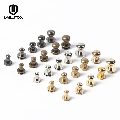 WUTA 20pcs/pack Solid Brass Round Head Screw Studs Brass Button Nail Rivet Chicago Leather Craft Accessories ► Photo 1/6