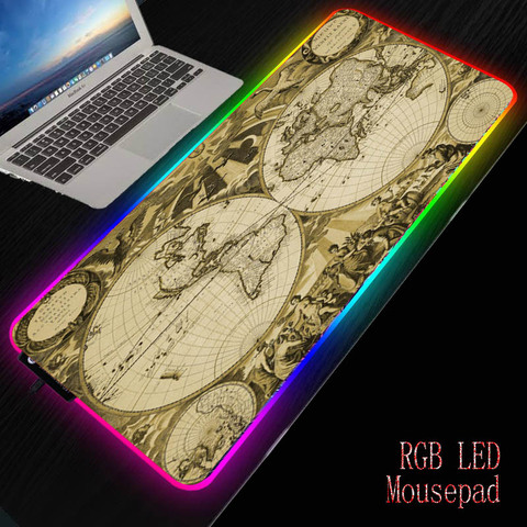 Mairuige Old World Map Led Lighting Gaming Mouse Pad RGB USB LED Illuminated Keyboard Non-slip Blanket Mat 350*250 / 800*300MM ► Photo 1/6