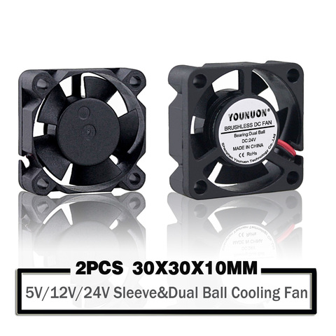 2 Pieces Dual Ball Bearing DC 24V 12V 5V 3cm 30mm 30x30x10mm 3010 Brushless Mini Cooler Cooling Fan 3D Printer Cooler Fan ► Photo 1/5