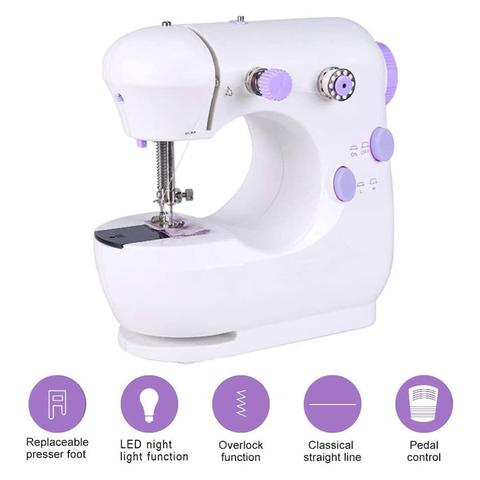 Electric Sewing Machine Portable 2 Speed Overlock Foot w/ Foot Pedal LED  Light
