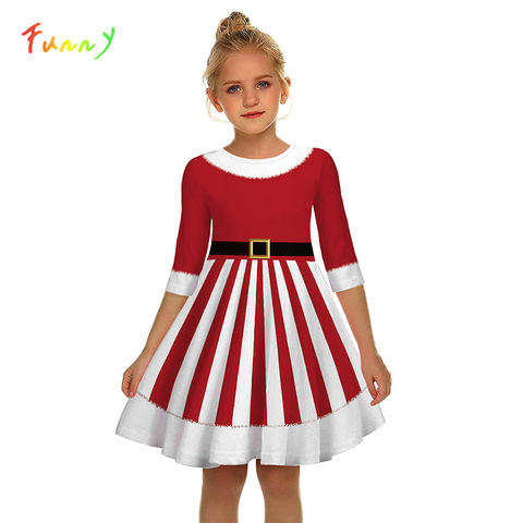 Girls Kids Christmas Dress Teen Half Sleeve 3D Print Xmas Toddler Dress Girl Clothes Vestido Infantil Children New Year Outfit ► Photo 1/6