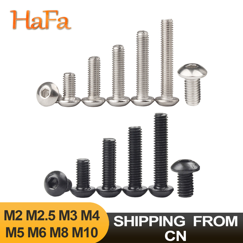 5-50PCS Hex Socket Button Head Screws Allen Bolt Screw ISO7380 304 Stainless Steel / Black 10.9 Grade M2 M2.5 M3 M4 M5 M6 M8 M10 ► Photo 1/6