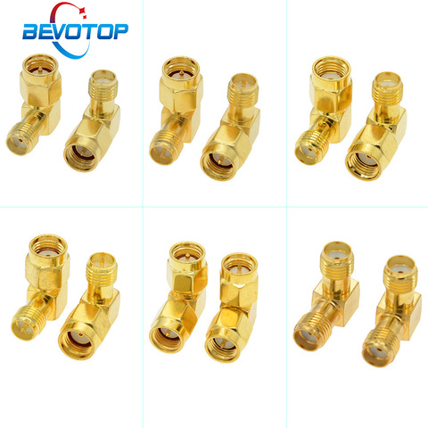 2 PCS/lot SMA to SMA Connector 90 Degree Right Angle SMA Male to Female Adapter for WIFI Antenna / FPV RF Connector ► Photo 1/6