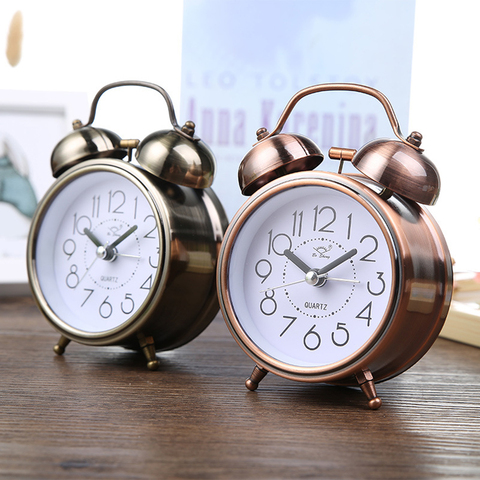 Retro Alarm Clock Silent Pointer Clocks Dual Bell Night Light Bedroom Decor Home Decor Vintage Antique Portable Alarm Clock ► Photo 1/6