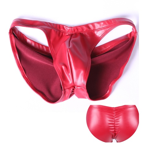 MEISE Sexy Latex Briefs Men Low Rise Underwear Shiny PU Short Pants U Pouch Crotch G-string Thongs Gay Underpants Mini Short ► Photo 1/6