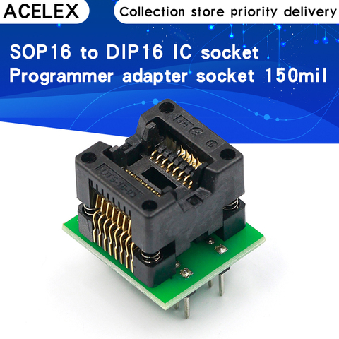 SOP16 TO DIP16 SOP16 turn DIP16 SOIC16 to DIP16 IC socket Programmer adapter Socket 150mil ► Photo 1/6