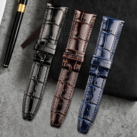 20mm 22mm Italian Cowhide Watch Strap Needle Folding Buckle  Clasp Leather Watchband Suitable for IWC PORTUGIESER Series Watch ► Photo 1/6