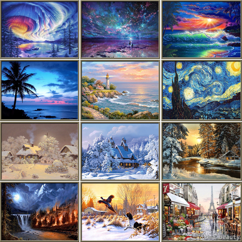 Full Diamond Painting Scenery Tree Mosaic Art Embroidery Stitch