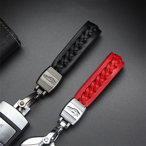 High Grade Hand Woven Genuine Leather Keychains Mens Horseshoe Buckle Jewelry Gift Key Rings Holder Bag Pendant Car Key Trinket ► Photo 1/6