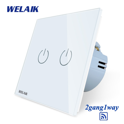 WELAIK  European-Standard RF 433MHZ Remote-Control Touch-Switch Crystal-Tempered Glass-Panel  Wall-Touch-Switch AC250V A1923CW ► Photo 1/5