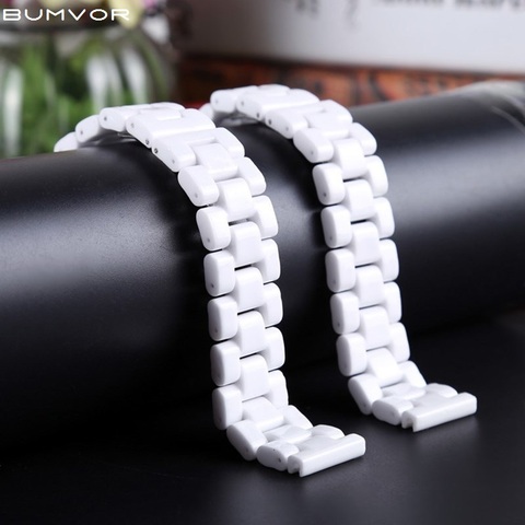 14mm 16mm 18mm White Ceramic Watchband Watchstrap Wristband Bracelet with Stainless Steel Buckle for Women Men ► Photo 1/6