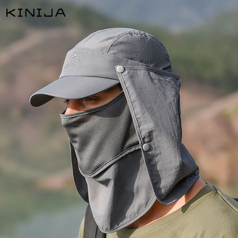 outdoor Baseball quick drying uv protection hat Protect face neck cover fishing cycling climbing men removable hat women sun cap ► Photo 1/6