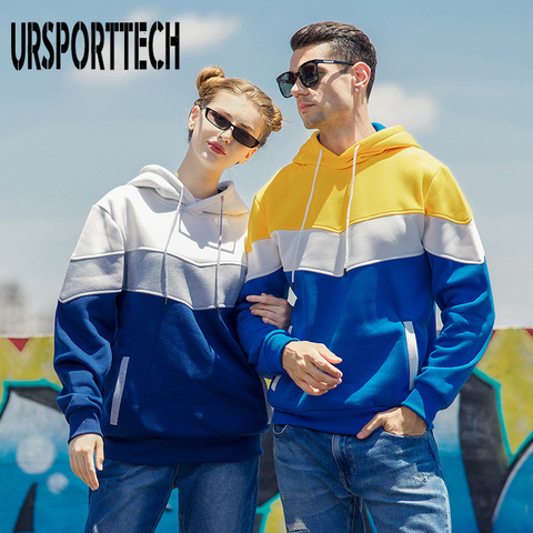 URSPORTTECH Patchwork Hoodies Men Women Autumn Winter 2022 New Fashion Mens Hooded Sweatshirts Streetwear Pullover Man Clothing ► Photo 1/6