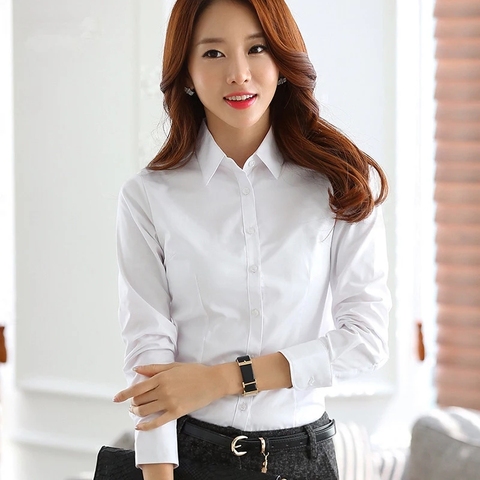 Women Cotton Shirts White Shirt Women Long Sleeve Shirts Tops Office Lady Basic Shirt Blouses Plus Size Elegant Woman Blouse 5XL ► Photo 1/6