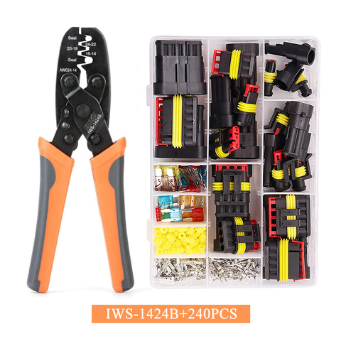 IWS-1424B Weather Pack Sealed Crimping Tool with 240Pcs Waterproof Car Motorcycle Auto Electrical Wire Connector Plug Kit ► Photo 1/6